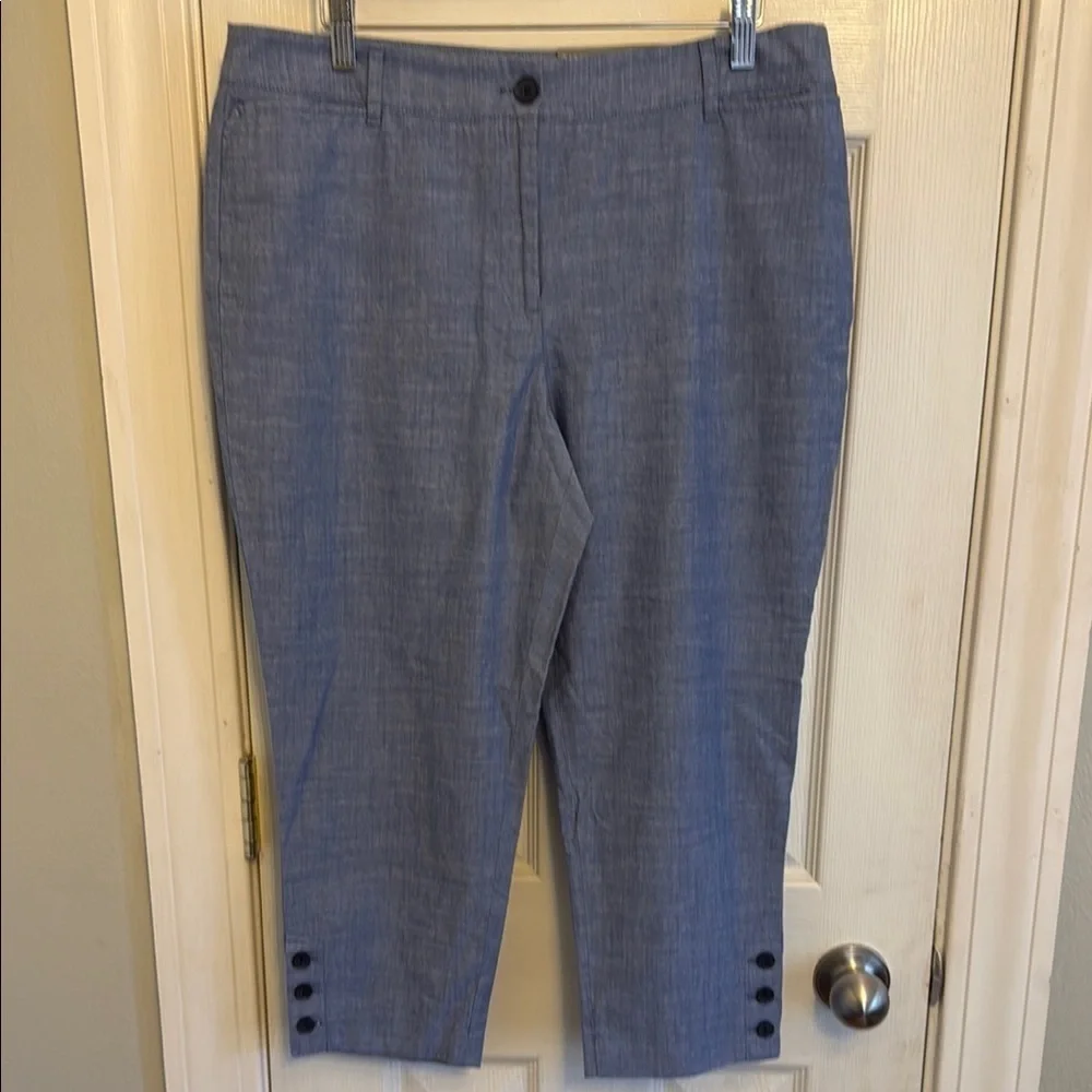 Talbots Blue 100% Cotton Perfect Cropped Ankle Pants #468